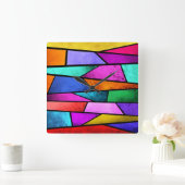 Verre coloré Abstrait Violet Horloge murale (Maison)