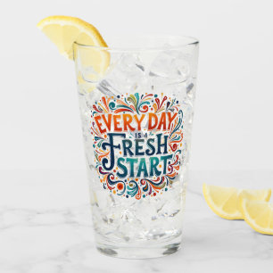 Verre Coloré "Chaque jour est un nouveau départ" Motivat
