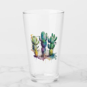 Verre Conception de cactus avec plaques colorées