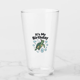 Verre Conception de chemise d'anniversaire de tortue mar