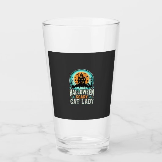 Verre Conception de maison hantée de dame de chat effray (Devant)