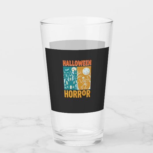 Verre Conception de maison hantée Halloween Lune squelet (Devant)