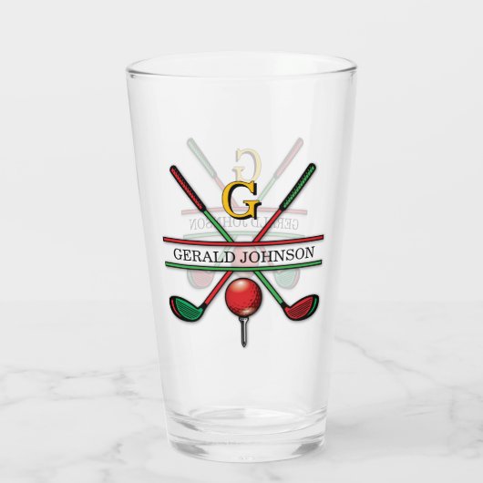 Verre Conception de monogramme de golf de Noël (Dos)