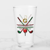 Verre Conception de monogramme de golf de Noël (Devant)