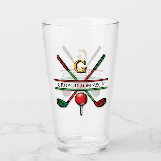 Verre Conception de monogramme de golf de Noël (Devant)