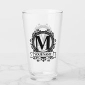 Verre Conception de monogramme floral (Dos)