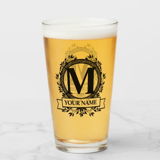 Verre Conception de monogramme floral (Devant (rempli))