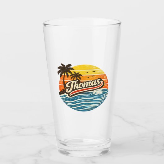 Verre Conception de nom de Thomas Retro Sunset (Devant)