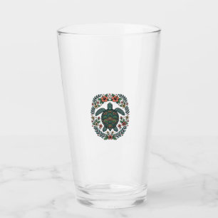 Verre Conception de vecteur floral de tortue de mer vint