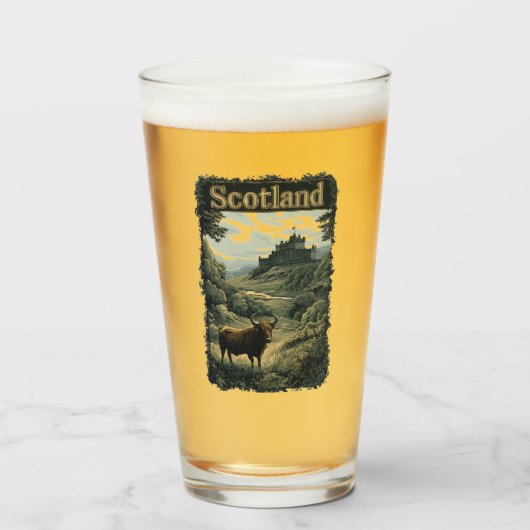 Verre Conception Écosse : Vache des Highlands, château e (Devant (rempli))