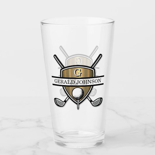 Verre Conception élégante de monogramme de golf personna (Devant)