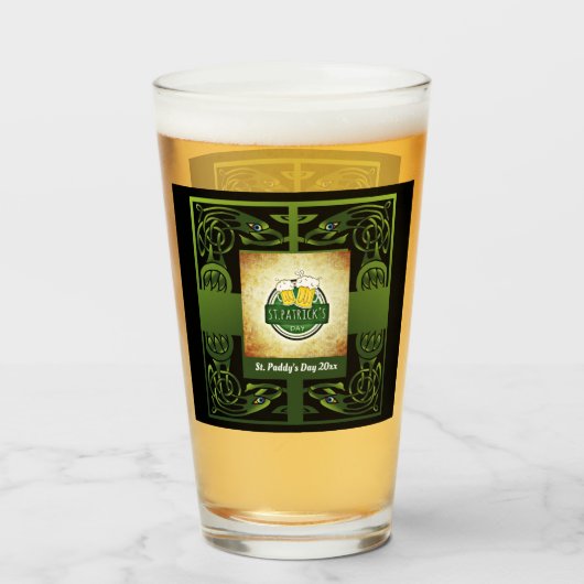 Verre Conception Irlandaise Celtique Verte Traditionnell (Devant (rempli))