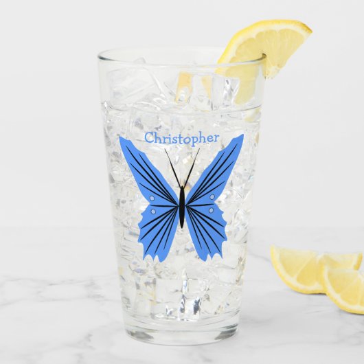 Verre Conception Papillon Bleu (Dos glace)