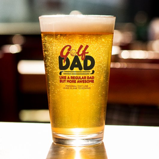 Verre Cool branché "GOLF DAD" pinte de typographie rouge