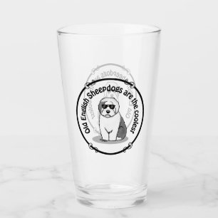 Verre Cool Vieux Chien à mouton anglais (Grey 1) Mignonn