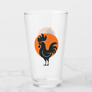 Verre Coq comique avec Red Sun