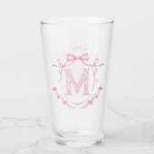 Verre Coquette rose Bow Monogramme personnalisé Barre à  (Devant)
