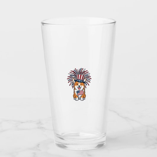 Verre Corgi patriote Feu d'artifice Chien Conception vec (Devant)