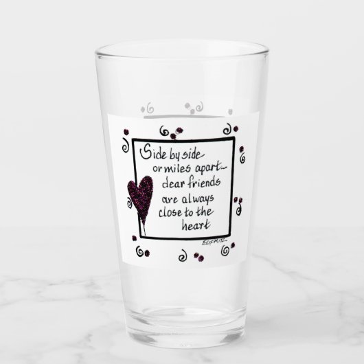 Verre Côté par côté, We Are Friends poème, croquer noir (Devant)