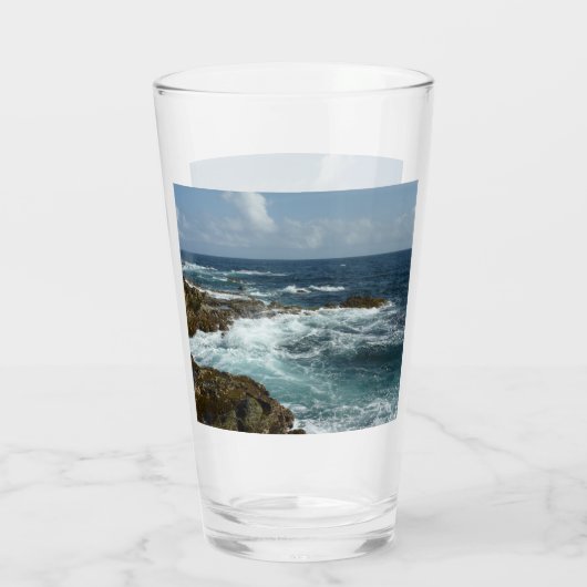 Verre Côte rocheuse d'Aruba et océan bleu (Dos)