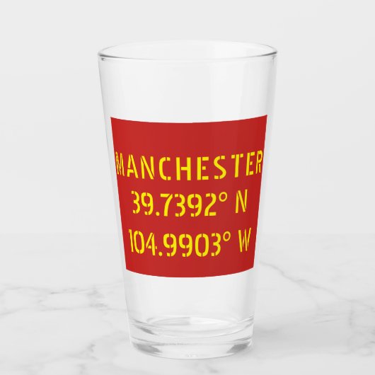 Verre Couleurs de Manchester FC Latitude Longitude (Devant)