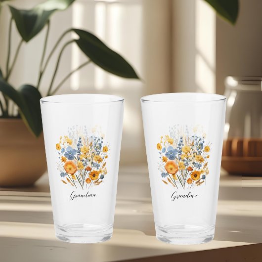 Verre Coupe florale personnalisée pour grand-mère Cadeau