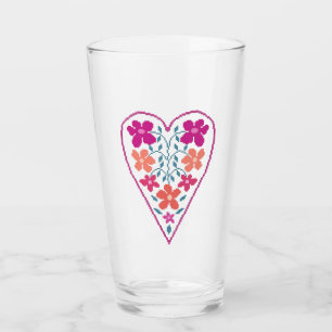 Verre Coupe Folky Floral Heart Glass