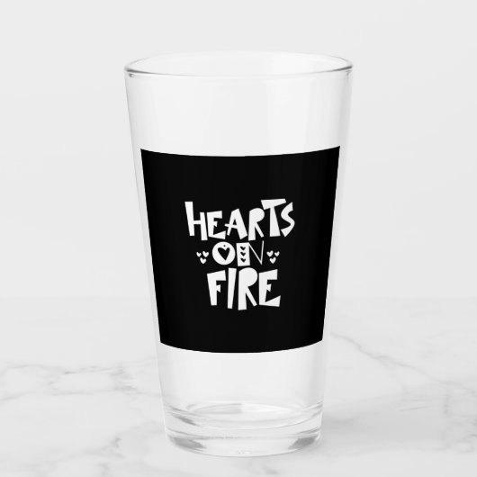 Verre Couple Coeurs D'Art En Feu (Devant)