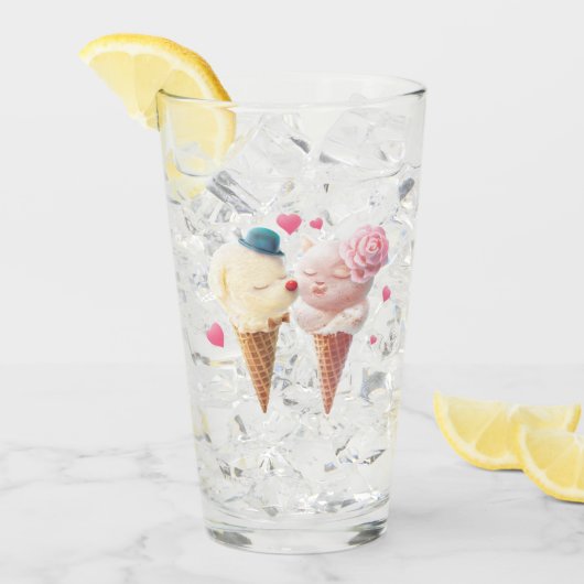 Verre Couple de crème glacée - Amour au premier coup (Devant glace)