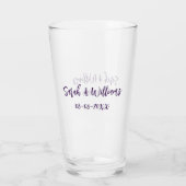 Verre couple de mariages. Nom date violet simple mo mini (Dos)