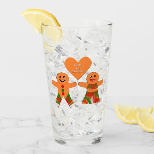 Verre Couple de pain d'épices de Noël (Devant glace)