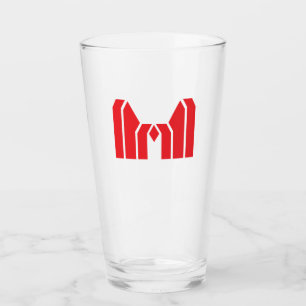 Verre Couronne géométrique rouge Lettre M
