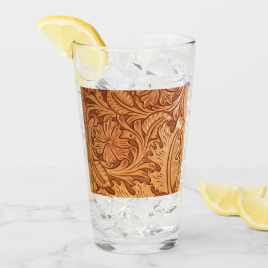 Verre Cow-boy brun rustique en cuir occidental (Devant glace)