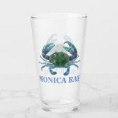 Verre Crabe Crustacé Bleu Monogramme nom (Dos)
