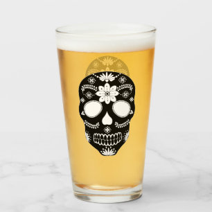 Verre Crâne à sucre mexicain noir et blanc