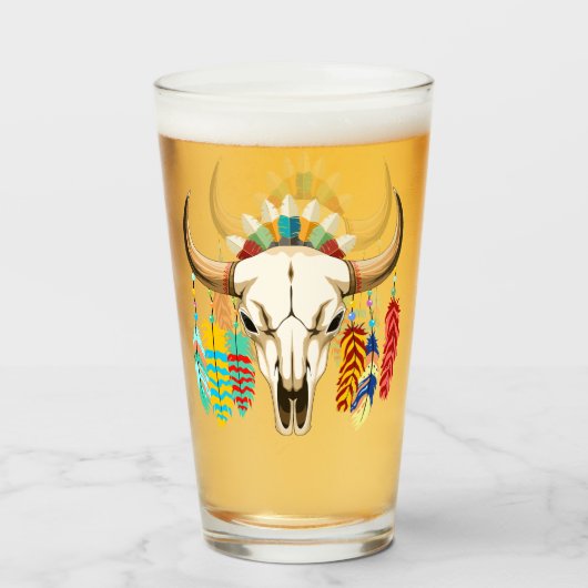 Verre Crâne de buffle emblème amérindien (Devant (rempli))