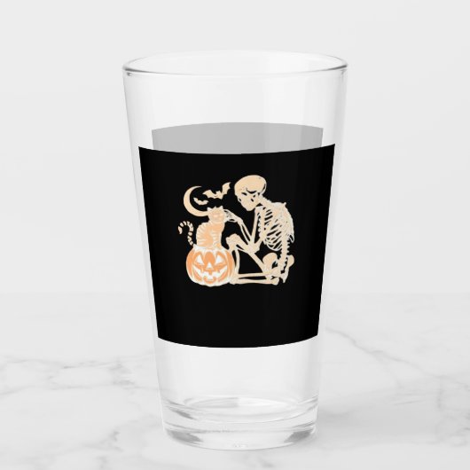 Verre Crâne de chat squelette chaton Design d'Halloween (Devant)