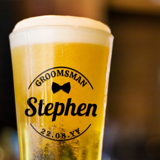 Verre Cravate de fond Courbé Nom du texte Date Groomsman