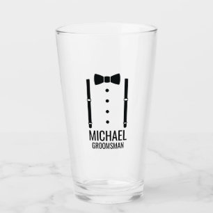 Verre Cravate Mariage noir Groomsmen personnalisé