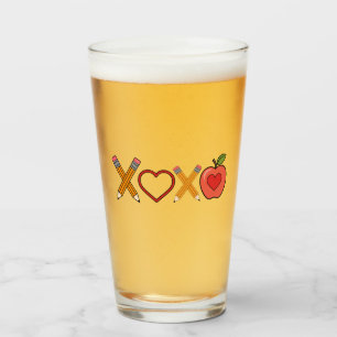 Verre Crayon et pomme de la Saint-Valentin pour l'enseig