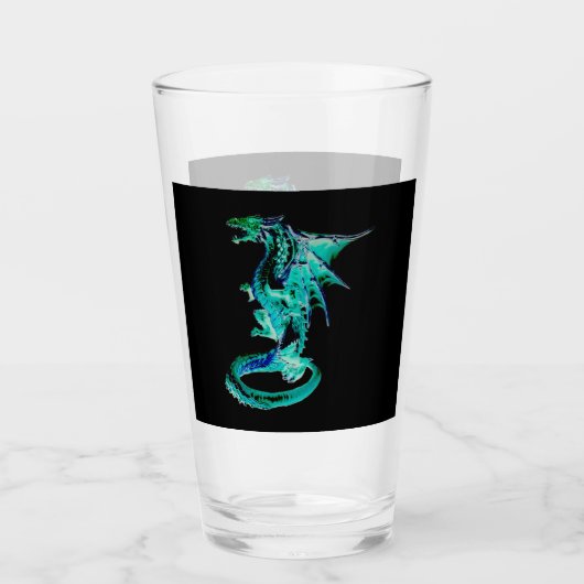 Verre Créature artistique de fantasy Dragon Bleu de Mer, (Devant)
