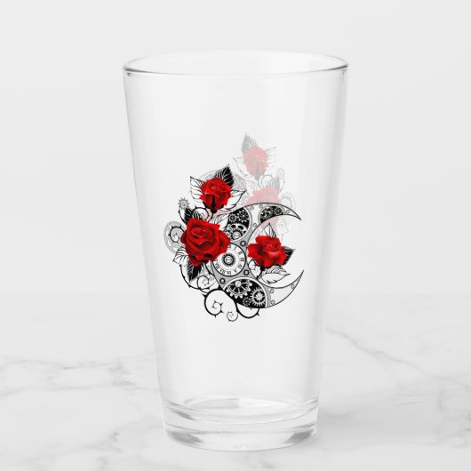 Verre Croissant mécanique avec roses rouges (Devant)