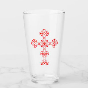 Verre Croix avec ornement rouge, Art décoratif sacré