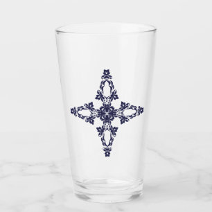 Verre Croix chrétienne avec ornement bleu