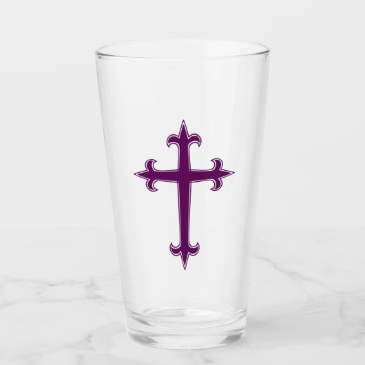 Verre Croix chrétienne pourpre (Devant)