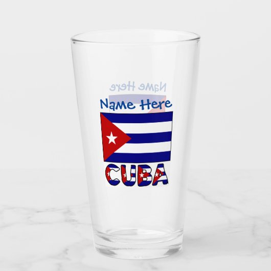 Verre Cuba et bleu foncé Drapeau cubain Personnalisation (Devant)