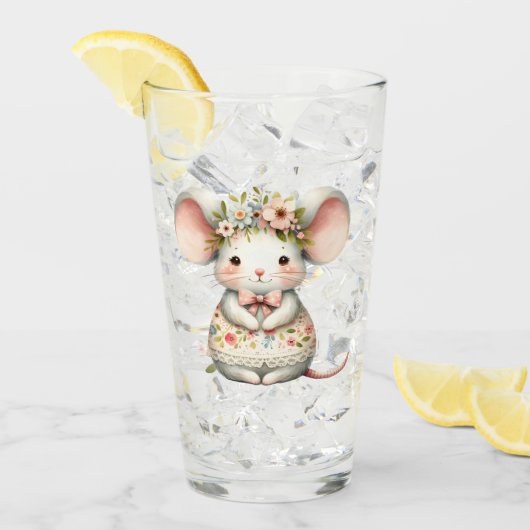 Verre Cuisine Florale Souris Couronne Fleur (Devant glace)