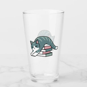 Verre Curieux avec un livre et un chat - Lecture confort