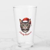 Verre Custom Cute Festive Christmas Cat with Santa Hat (Devant)