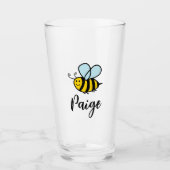 Verre Custom drink glass with cute animated bee logo (Devant)